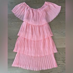 Pink Lily Pleated Pink Midi Dress Size Medium -